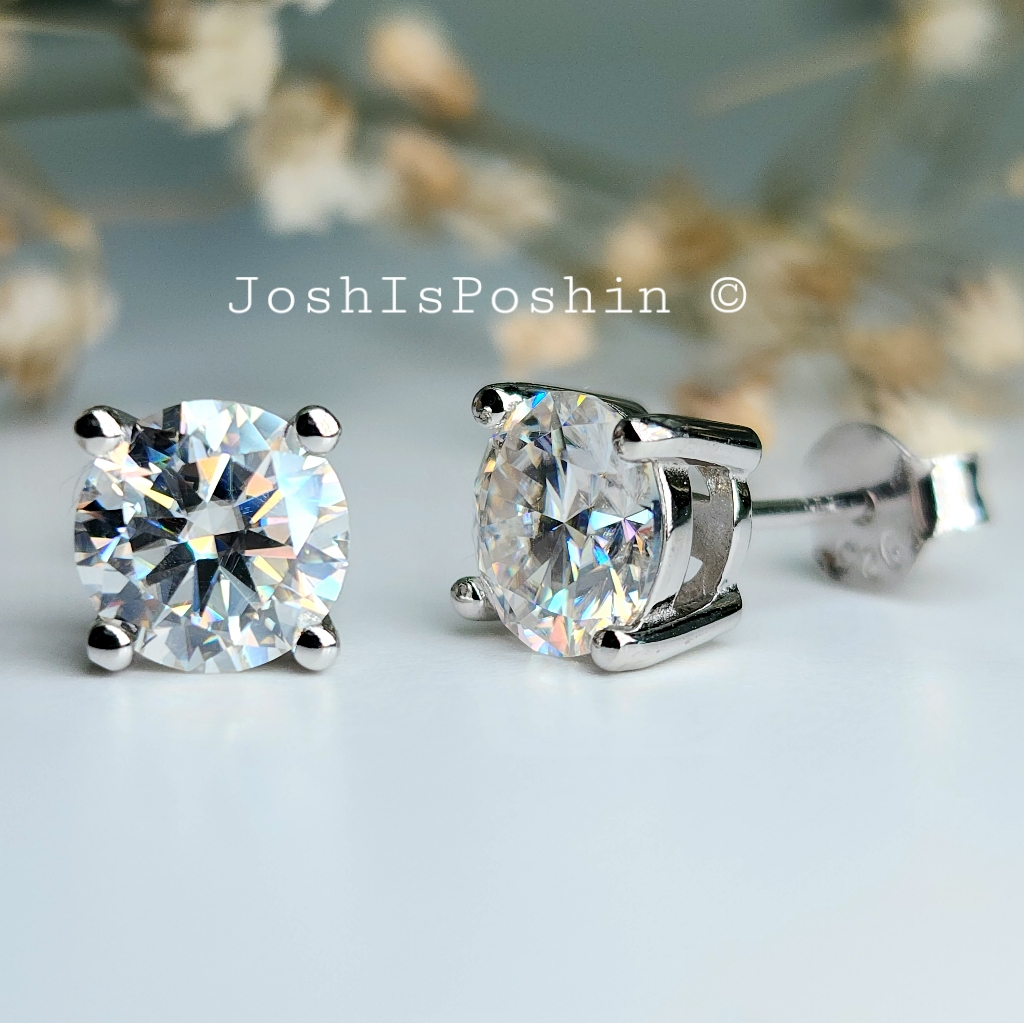 7mm Classic Moissanite Stud Earrings In Sterling Silver